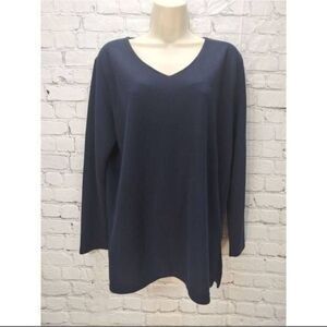 Stephanie Rogers Women's Size Small Blue Long Sleeve V-neck Shirt.